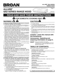 Page  ALLURE QS SERIES RANGE HOOD WARNING TO REDUCE TH