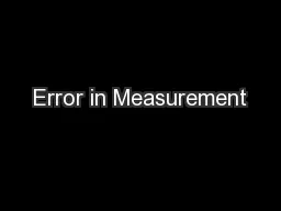Error in Measurement