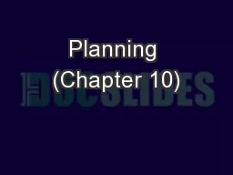 Planning (Chapter 10)