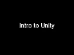 Intro to Unity