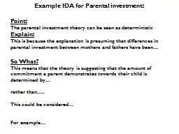 Example IDA for Parental investment: