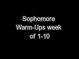 Sophomore Warm-Ups week of 1-10
