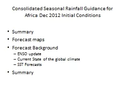 Consolidated Seasonal Rainfall Guidance for Africa