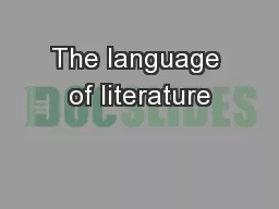 The language of literature