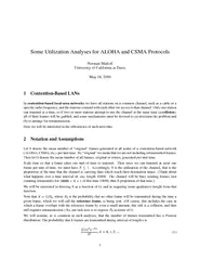 Some Utilization Analyses for ALOHA and CSMA Protocols