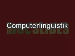 Computerlinguistik