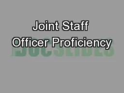 Joint Staff Officer Proficiency