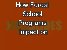 How Forest School Programs Impact on