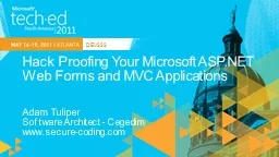 Hack Proofing Your Microsoft ASP.NET Web Forms and MVC Appl