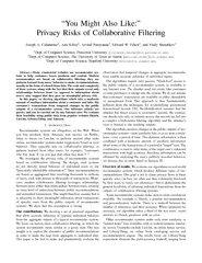 You Might Also Like Privacy Risks of Collaborative Fil