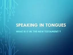 Speaking in tongues