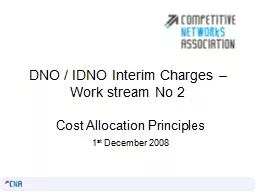 DNO / IDNO Interim Charges –Work stream No 2