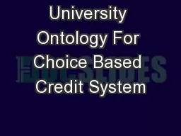 University Ontology For Choice Based Credit System