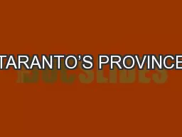 TARANTO’S PROVINCE