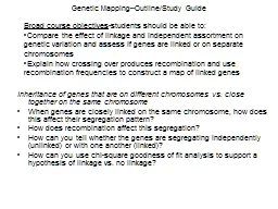 Genetic Mapping--Outline/Study Guide