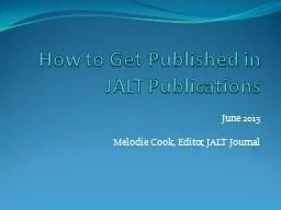 How to Get Published in JALT Publications
