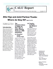 Notember  Alter Ego and Joint Partner Trusts Where do