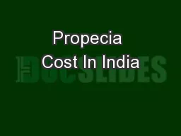 Propecia Cost In India
