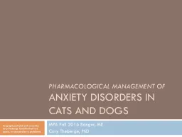 Pharmacological management of