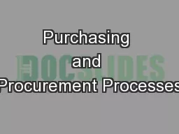 Purchasing and Procurement Processes