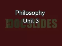 Philosophy Unit 3