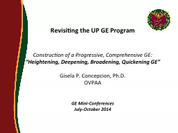 Revisiting the UP GE Program