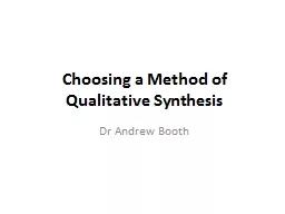 Choosing a Method of Qualitative Synthesis