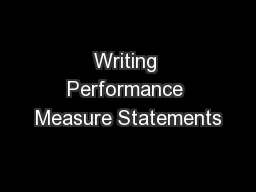 Writing Performance Measure Statements