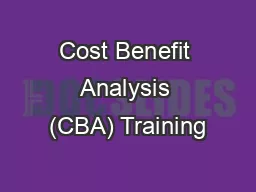 Cost Benefit Analysis (CBA) Training