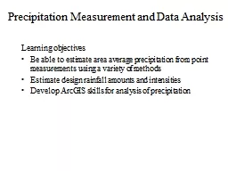 Precipitation Measurement and Data Analysis