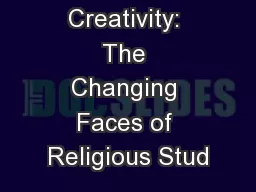 Crisis and Creativity: The Changing Faces of Religious Stud