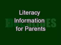 Literacy Information for Parents