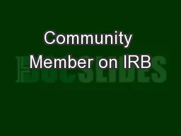 Community Member on IRB