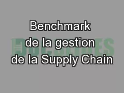 Benchmark de la gestion de la Supply Chain