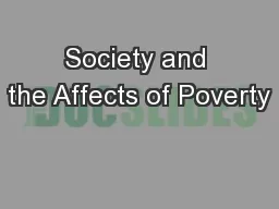 Society and the Affects of Poverty