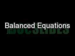 Balanced Equations
