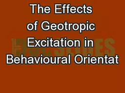 The Effects of Geotropic Excitation in Behavioural Orientat