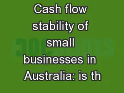 Cash flow stability of small businesses in Australia: is th