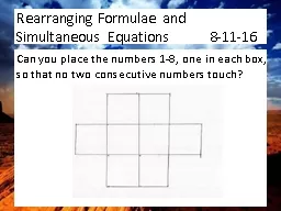 Rearranging Formulae and Simultaneous Equations           8