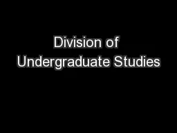Division of Undergraduate Studies