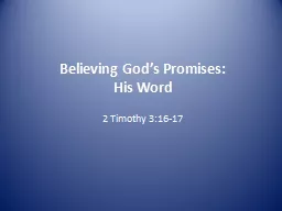 Believing God’s Promises: