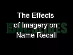 The Effects of Imagery on Name Recall