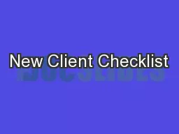 New Client Checklist