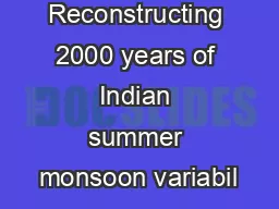 Reconstructing 2000 years of Indian summer monsoon variabil