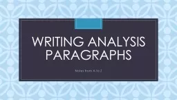 Writing analysis Paragraphs