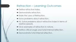 Refraction – Learning Outcomes