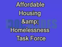 Affordable Housing & Homelessness Task Force