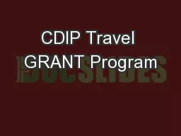 CDIP Travel GRANT Program
