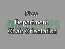 New Department Chair Orientation