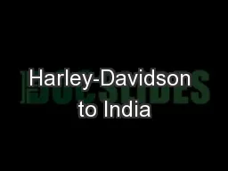 Harley-Davidson to India